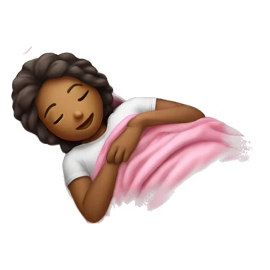 A girl sleeping with pink blanket on her  sticker