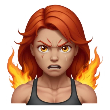 burning angry bodybuilder red haired woman sticker