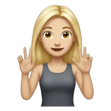 white skin girl with blonde hair showing THREE out of five fingers up on her one hand sticker