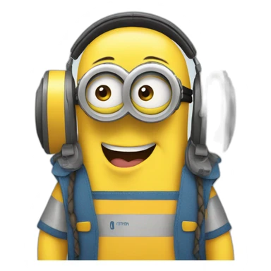 minion con audifonos sticker