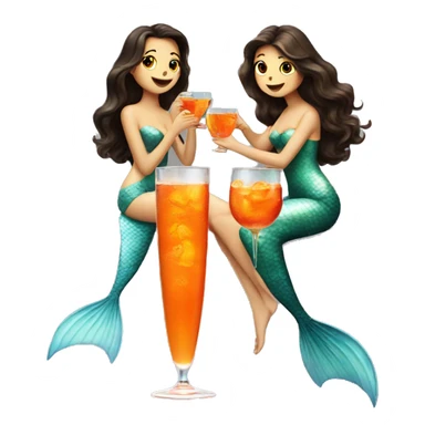 Three beautiful mermaids drinking aperol  sticker