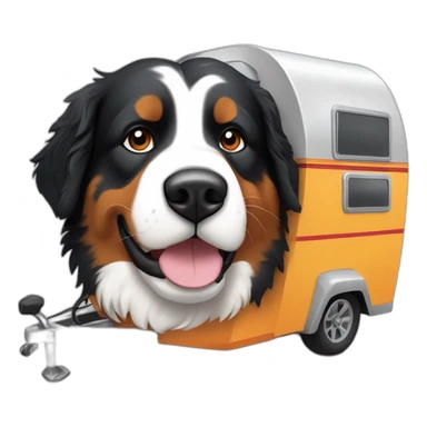 bernese mountain dog driving motorcamper and wood-fire sticker