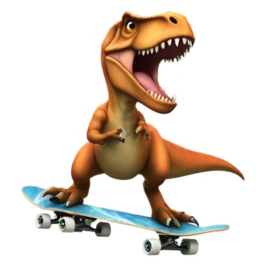 A t-rex, smoking , riding a skateboard  sticker