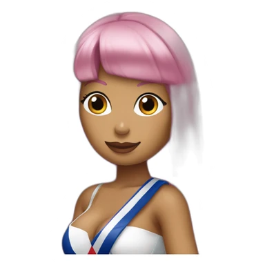 Nicki Minaj in front of the french flag sticker