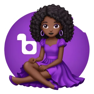 A logo do Instagram com uma menina de pele morena cabelos cacheados escuros. Olhos pretos vestido roxo sentada em cima da logo. Com o nome stardanielly sticker