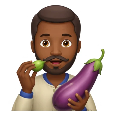 Dominican man with a beard has eggplant in his mouth sticker