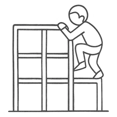hand drawn outline icon of a person climbing on a jungle gym sticker