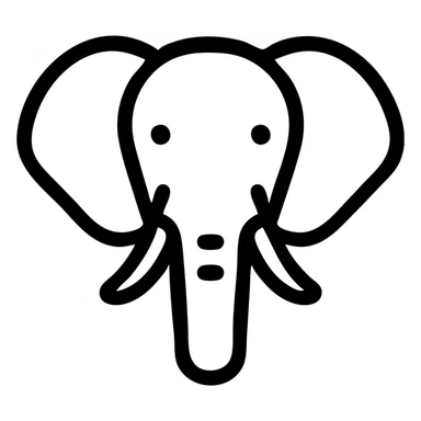 elephant head facing forward, minimalistic outline icon, very simple lines, no extra details, modern and clean sticker