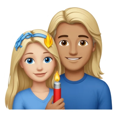 blonde hair blue eyes woman embracing a taller man who has brown skin and dark hair more like the first one make the man taller and the woman have long hair and both smiling give the man lighter brown skin sticker