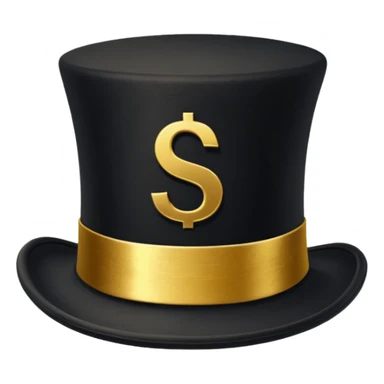 top hat with "$" print sticker