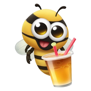 A bee drinking boba tea sticker