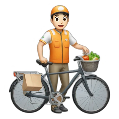 KOREAN bicycle meal delivery man sticker