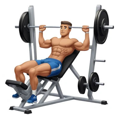 guy lying-down pressing-up with legs on leg-press machine sticker