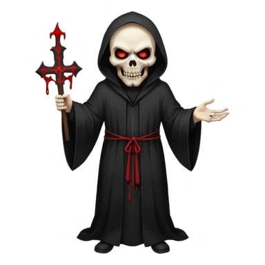 A preacher who's actually a demon.... but Noone knows it yet, in the style of your bleeding skull art. Dark gritty and menacing art style. full body sticker