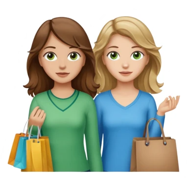 make me and my best friend togheter i have brown hair that falls on my shoulders and BROWN eyes and she has really long wavy brown hair with a little blonde and green/blue eyes we are shopping and i have BROWN eyes and i am taller than her sticker