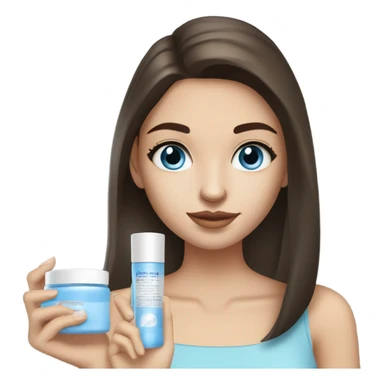 White Skin care on white freackles skin of a brunett blue eyed girl using skin care products  sticker