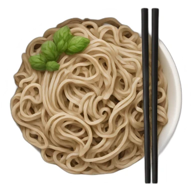 bowl of japanese buckwheat soba noodles with two chopsticks sticker