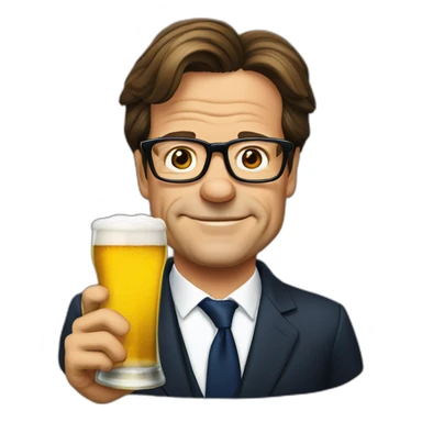 Mark rutte with glasses drinking beer sticker