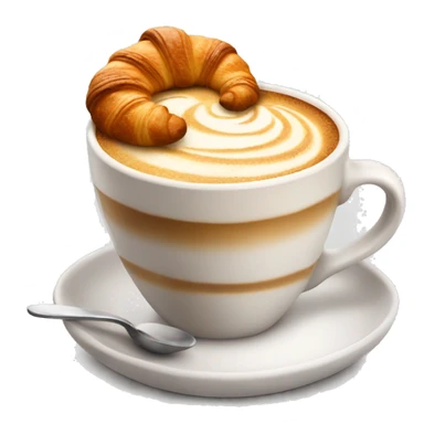Cup of cappuccino with croissant sticker