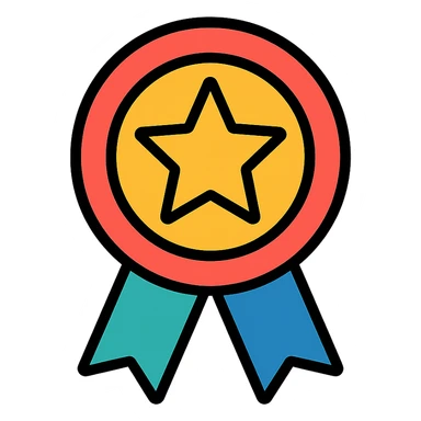 vector icon of a top review with gold and colorful elements, elegant and minimalist flat design, isolated on white background, award badge style, 2D flat vector, trending icon look, soft shadows, no text, perfect for commercial use, icon style, variation 2 sticker