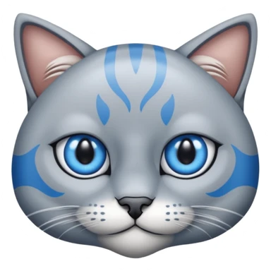 Un gato atigrado gris ojos azules ralla entre los ojos en forma de M y dos rallas en el exterior de los ojos sticker