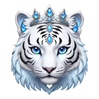 ESO Female white/black tiger khajiit leader of the umbral rose, glowing blue eyes, glowing blue 'third eye' gem; shadow umbral gem silver tiara sticker