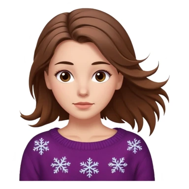 Chica blanca de pelo castaño ojos oscuros atractiva y con jersey de invierno pelo muy largo recogido con unos mechones saliendo sticker