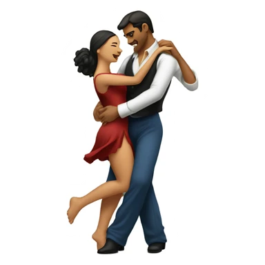 A couple dancing a very emotional, sensual tango Argentino with her leg wrapped around him sticker