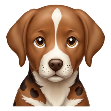 photorealistic brown Labrador retriever with spotted calico pattern, detailed fur texture, lifelike eyes sticker