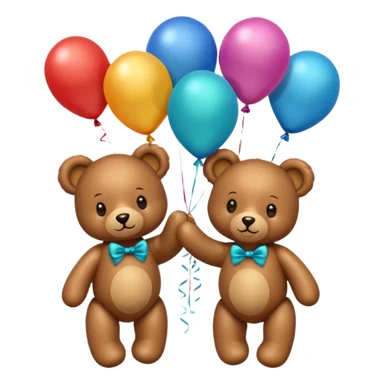 brown Satine bears balloons  sticker