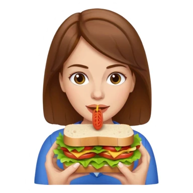 brown hair white women eating a sandwich sticker