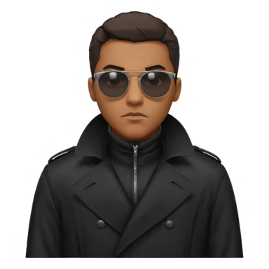 black man in black trenchcoat and matrix sunglasses sticker