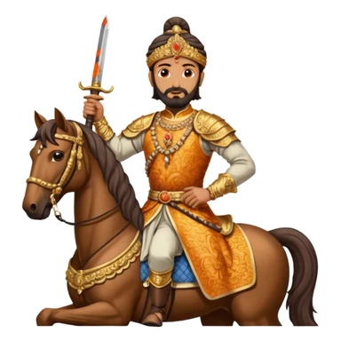 Make a emoji of Chatrapati Shivaji Maharaj in hand must have sward and horse face must be similar to shivaji maharaj  sticker
