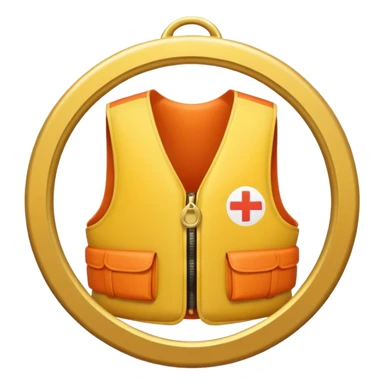 a gold medal with a lifevest engraved on it sticker