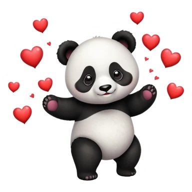 cute panda with black eyes juggling hearts sticker