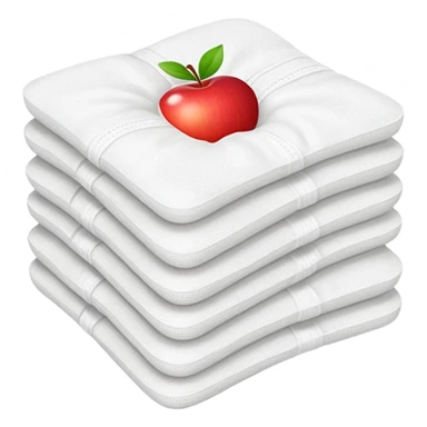 stack of two white sterile gauze pads, soft and slightly textured, clean square edges, lightweight, neatly layered, medical use, no packaging or extras, apple emoji style, soft lighting, subtle shadows, transparent background, emoji scale sticker