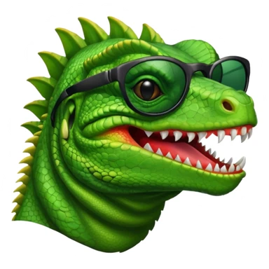 capitalist iguana head with black sunglasses smiling venomously sticker