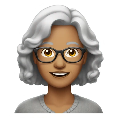 60+ woman with gray mid-long hair with glasses sticker