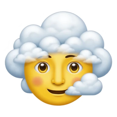 No mouth face in clouds a yellow circle remove nose and remove a white eyes sticker