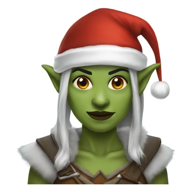 orc female warrior with santa hat sticker