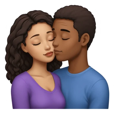 Ebony couple, light skin female brown skin male kissing sticker