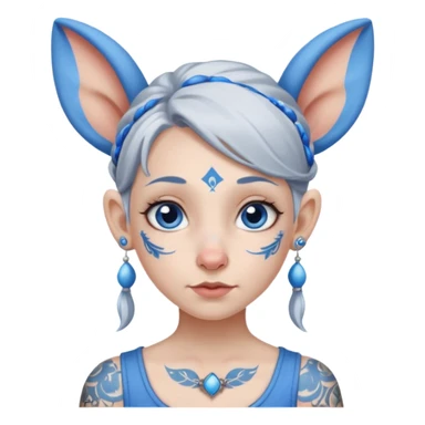 white-gray haired heavy blue tattooed head accessory big nose big ear young girl sticker
