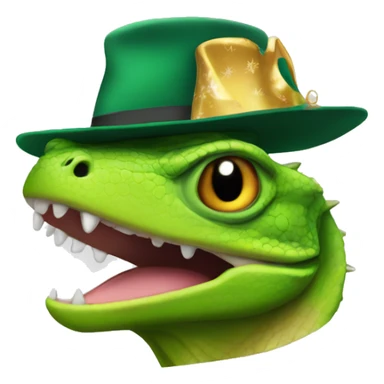 A lizard in a New Year's cap sticker