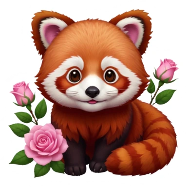 red panda with pinks roses sticker