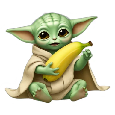 baby yoda eating a banana sticker