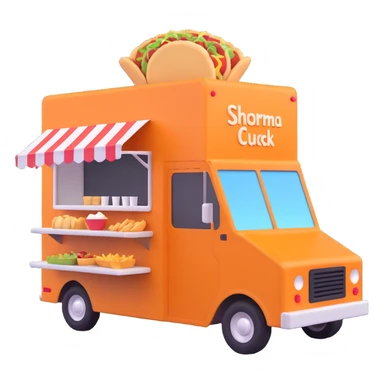 generate me a 3D shaorma food truck sticker