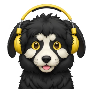 black dog wearing yellow headphones sticker