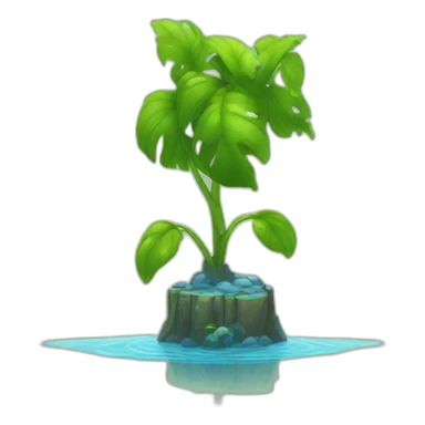 Sad plant that try to reach the water next to t sticker