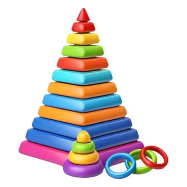 Colorful children's stacking pyramid toy with rings of different sizes sticker