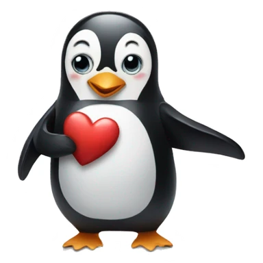 Penguin holding a heart sticker